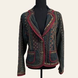 Chico’s Blazer women’s size Medium Embroidered studded Blazer Jacket